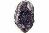 Amethyst Geode Section With Metal Stand - Uruguay #153596-1